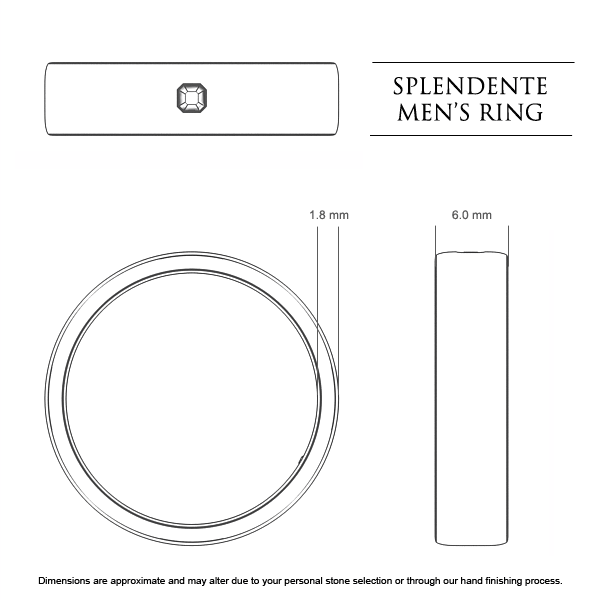 Wedding Bands Splendente Men's - Dimensions