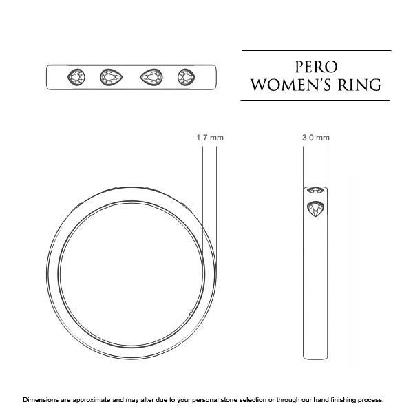 Wedding Bands White Gold Pero Women's - Dimensions