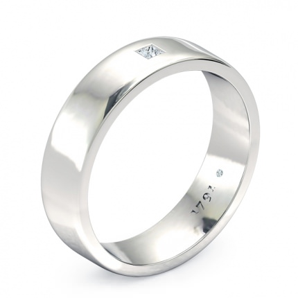 Wedding Band White Gold Princess Men's - Main View
