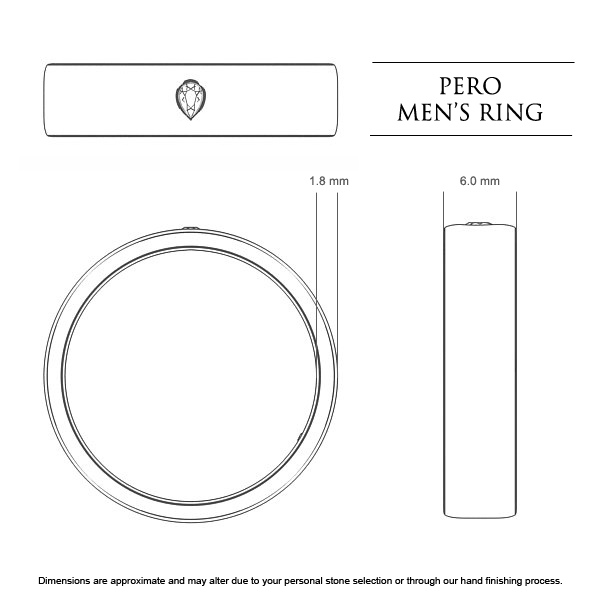 Wedding Bands White Gold Pero Men's - Dimensions