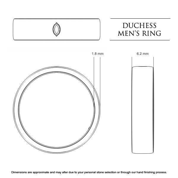 Wedding Bands White Gold Duchess Men's - Dimensions