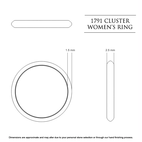 Wedding Bands White Gold 1791 Cluster Women's - Dimensions