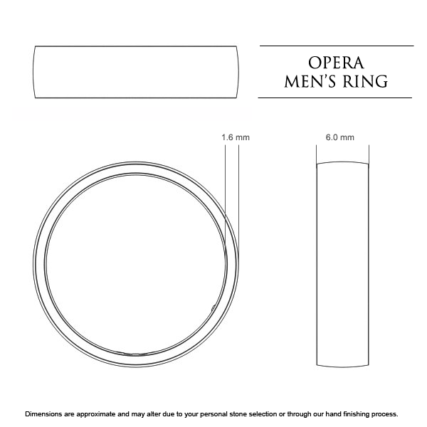 Wedding Bands Opera Men's - Dimensions