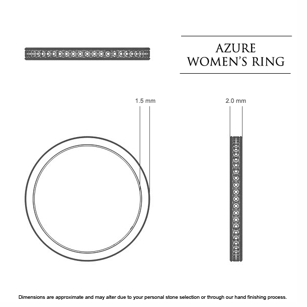 Wedding Bands White Gold Azure Women's - Dimensions