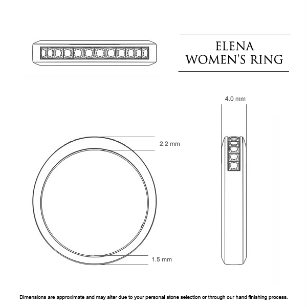 Wedding Bands Platinum 950 Elena Women's - Dimensions