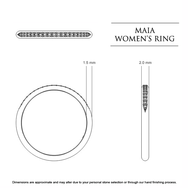 Wedding Bands Platinum 950 Maia Women's - Dimensions
