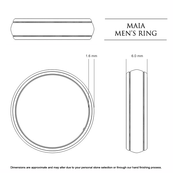 Wedding Bands Maia Men's - Dimensions