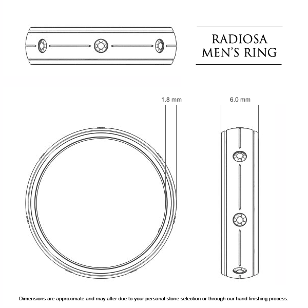 Wedding Bands White Gold Radiosa Men's - Dimensions