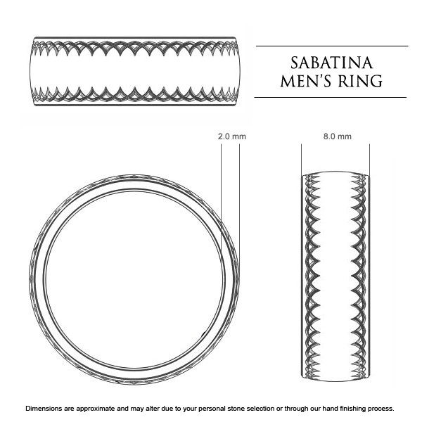 Wedding Bands White Gold Sabatina Men's - Dimensions