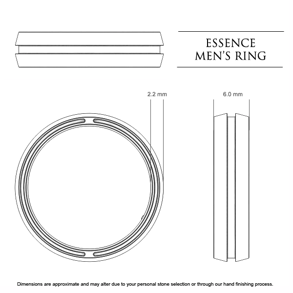 Wedding Bands White Gold Essence Men's - Dimensions