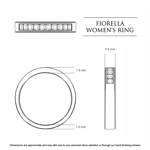 Wedding Bands Platinum 950 Fiorella Women's - Dimensions