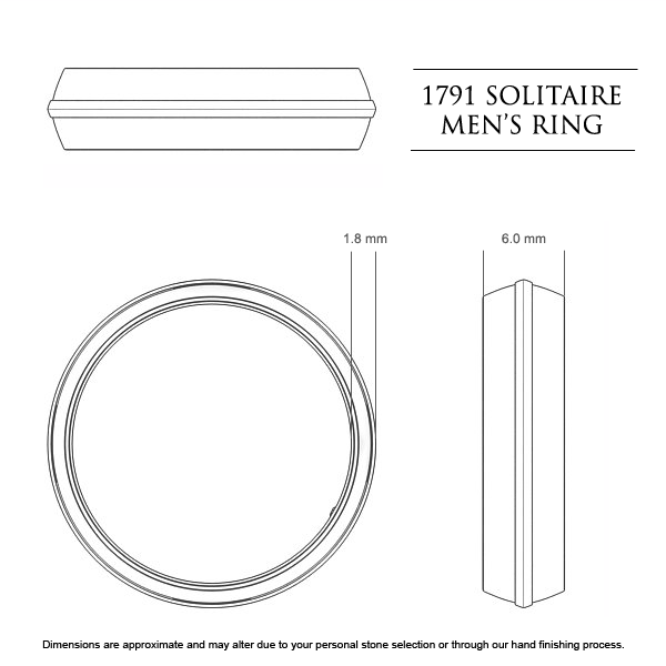 Wedding Bands Platinum 950 1791 Solitaire Men's - Dimensions