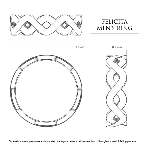 Wedding Bands White Gold Felicita Men's - Dimensions