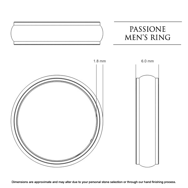 Wedding Bands White Gold Passione Men's - Dimensions