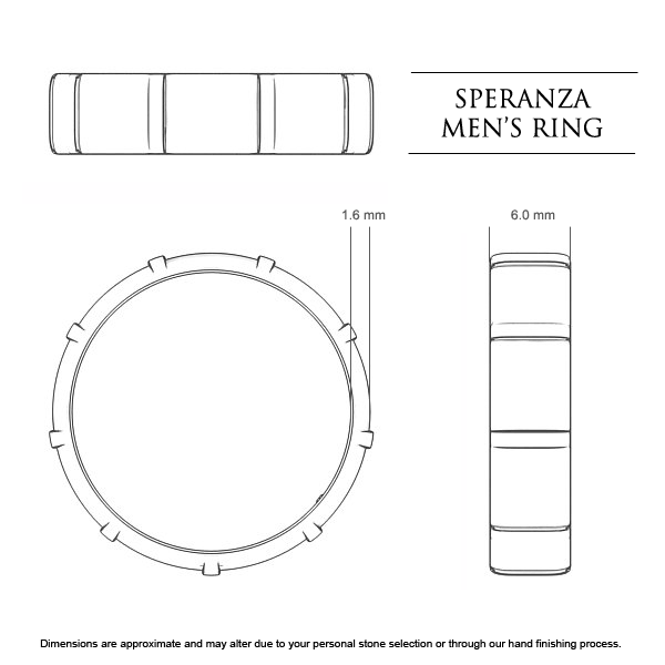Wedding Bands White Gold Speranza Men's - Dimensions