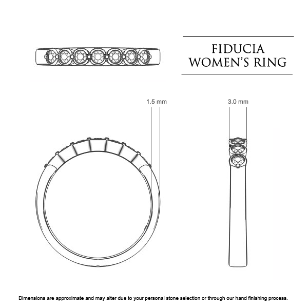 Wedding Bands White Gold Fiducia Women's - Dimensions