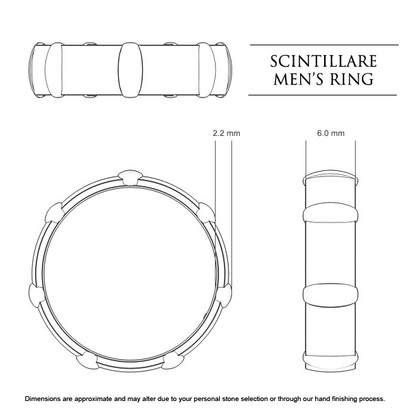 Wedding Bands Platinum 950 Scintillare Men's - Dimensions