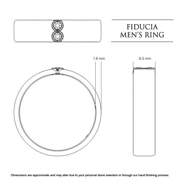 Wedding Bands Platinum 950 Fiducia Men's - Dimensions