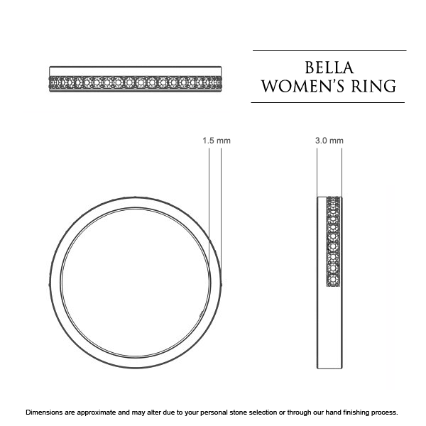 Wedding Bands Platinum 950 Bella Women's - Dimensions