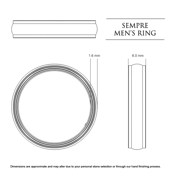 Wedding Bands Sempre Men's - Dimensions